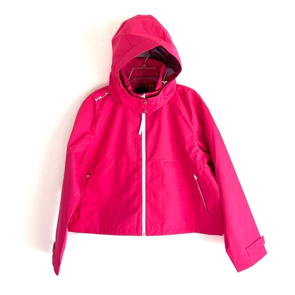 RLX Ralph Lauren Hooded Rain Jacket Women's Size XL Pink Golf Shell Outdoor